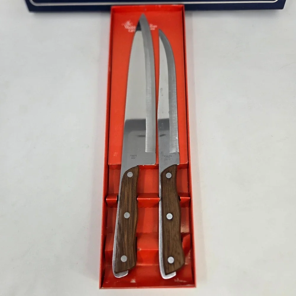 Vintage Kitchen Knife Set Lot 9 Piece Reo Sheffield Master Carver Royal Cutlery